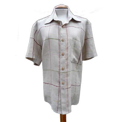 Camisa de Homem em Linho aos quadrados